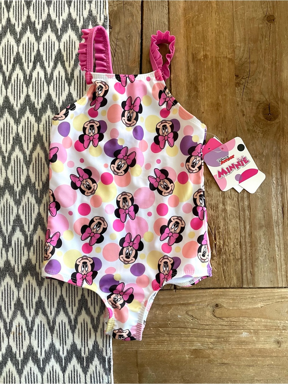NWT: Disney - Toddler Minnie Mouse Ruffle-Strap One-Piece Swimsuit